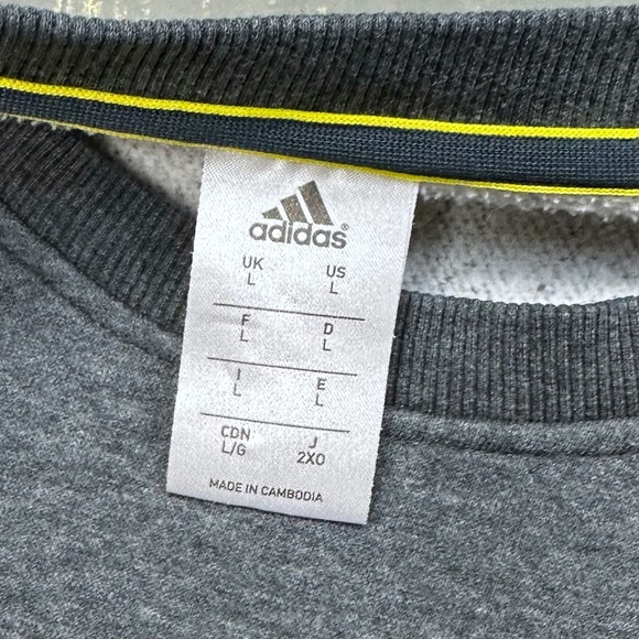 Adidas Originals Pull Over Crew Neck Sweater G69724 Large Grey Yellow - Picture 4 of 7
